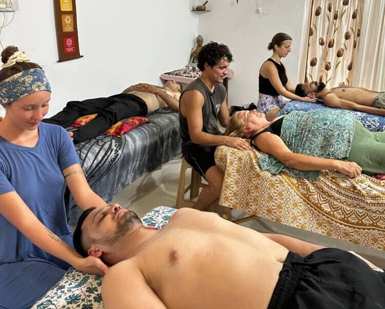 Gentle therapeutic massage focused on comfort and relaxation during supportive care.